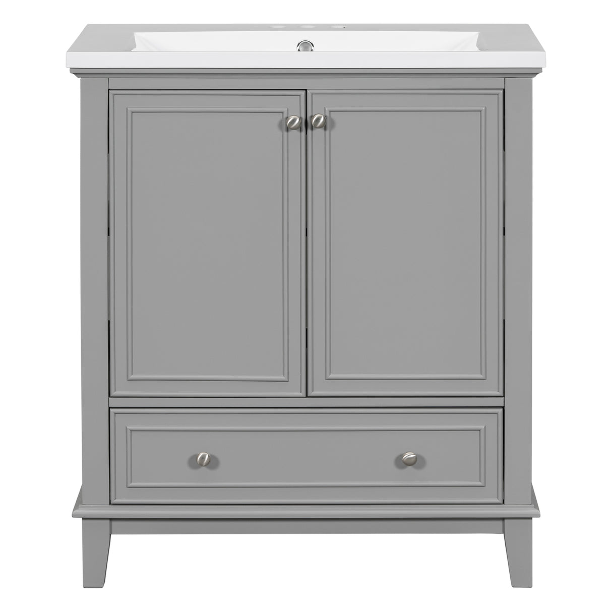 30inchgrey Bathroom Vanity with Sink ComboMulti-functional Bathroom Cabinet with Doors and Drawer Solid Frame and MDF Board - V.I.P Digital Presence