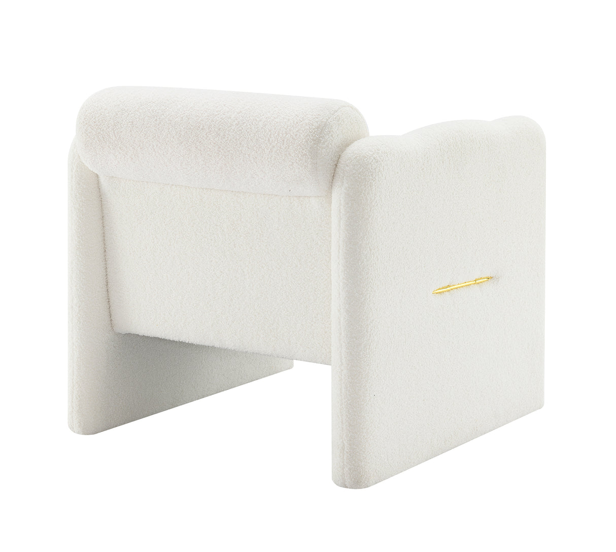 Armchair with wavy armrests, metal decorations on both sides of the armrests, made of Teddy cloth, white - V.I.P Digital Presence