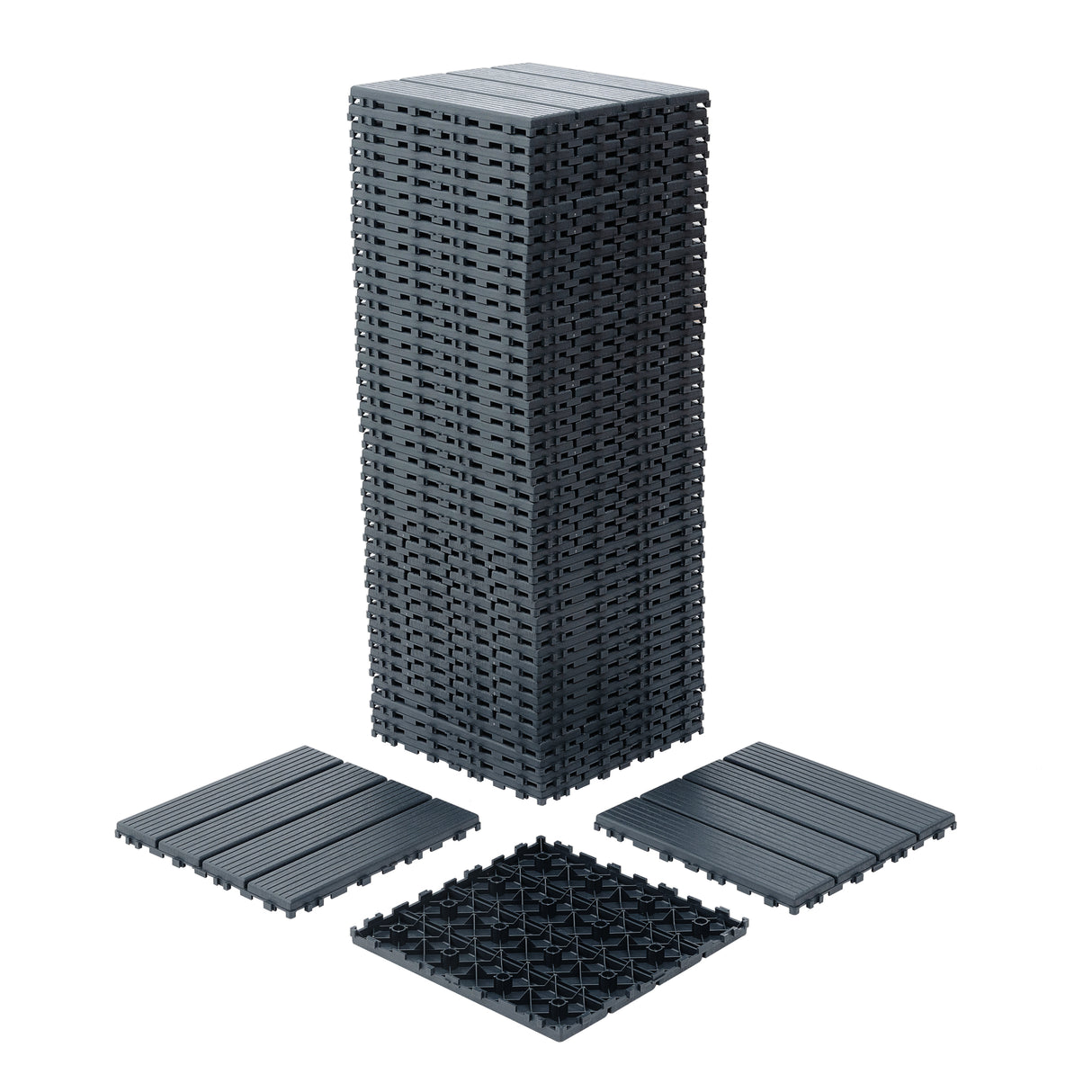 Plastic interlocking deck tiles, 44 waterproof outdoor terrace deck tiles, 12 "x12" square gray - V.I.P Digital Presence