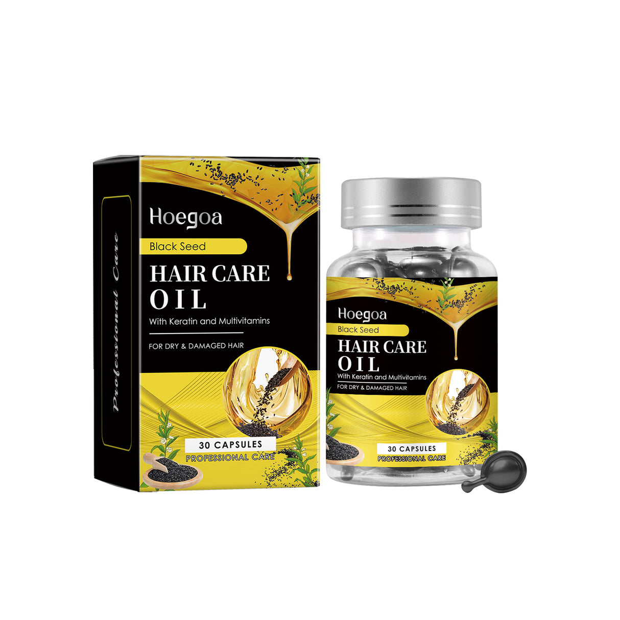 Black Sesame Oil Hair Care Capsules Nourish And Repair Dry Hair And Smooth Hair Care Essential Oil - V.I.P Digital Presence