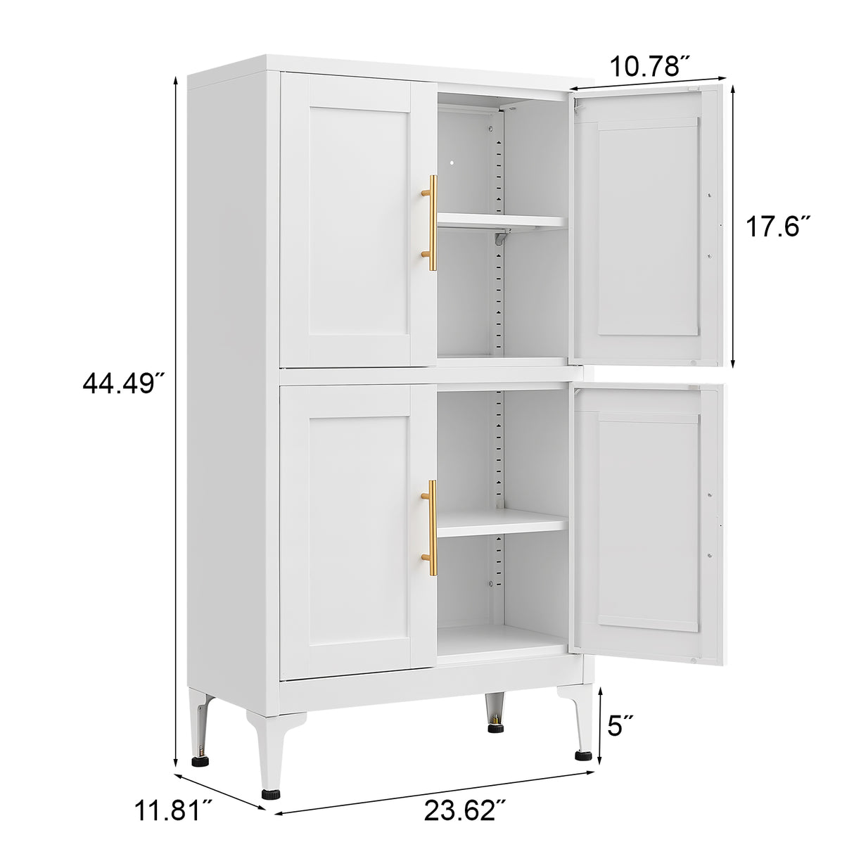 White metal kitchen storage cabinet, kitchen pantry storage cabinet with door and shelf, adjustable leveling feet - V.I.P Digital Presence