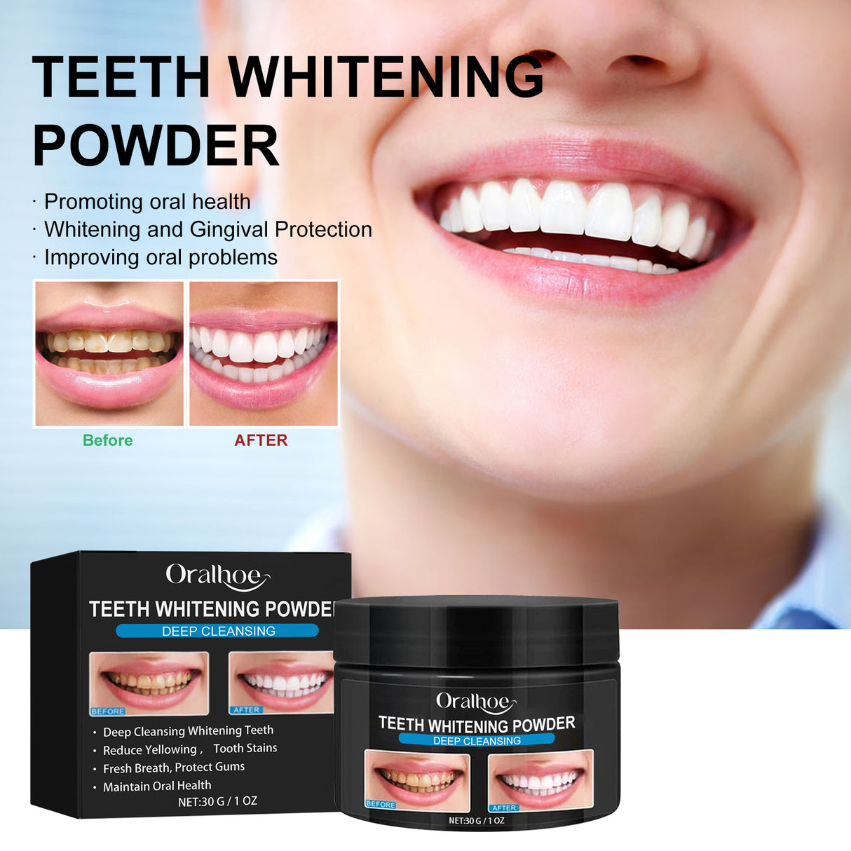 Teeth Whitening Powder, Teeth whitening beauty teeth cleaning tartar teeth yellow smoke teeth care for the mouth - V.I.P Digital Presence