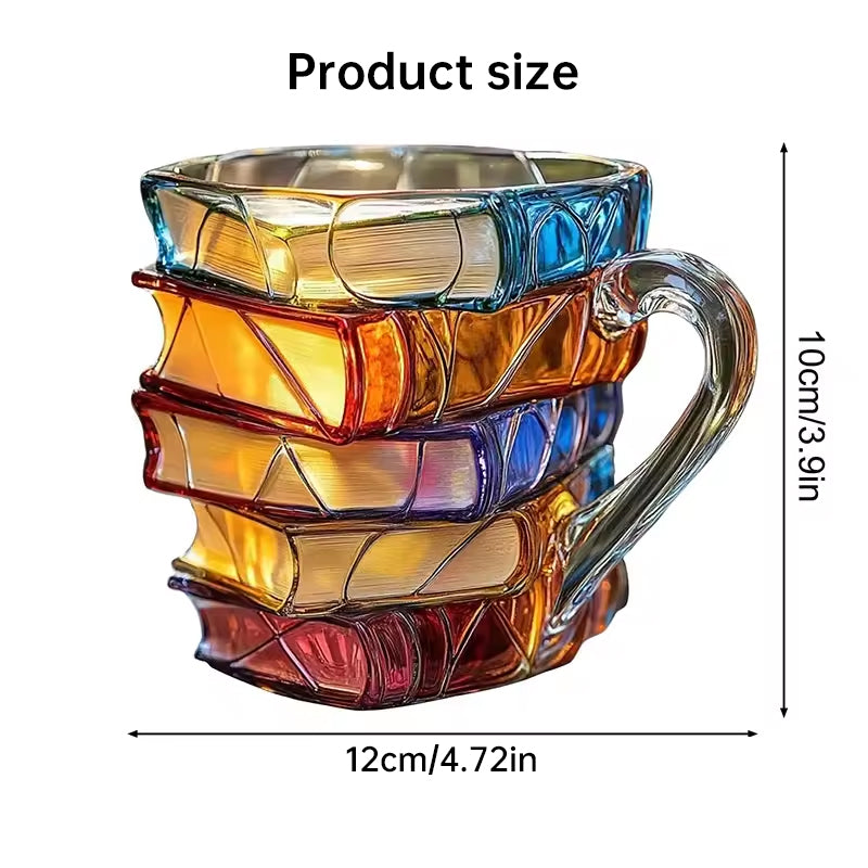 Painted Book Mug: 11oz, 3D painted books design, colorful resin, unique coffee cup, ideal for collection/gifts. - V.I.P Digital Presence