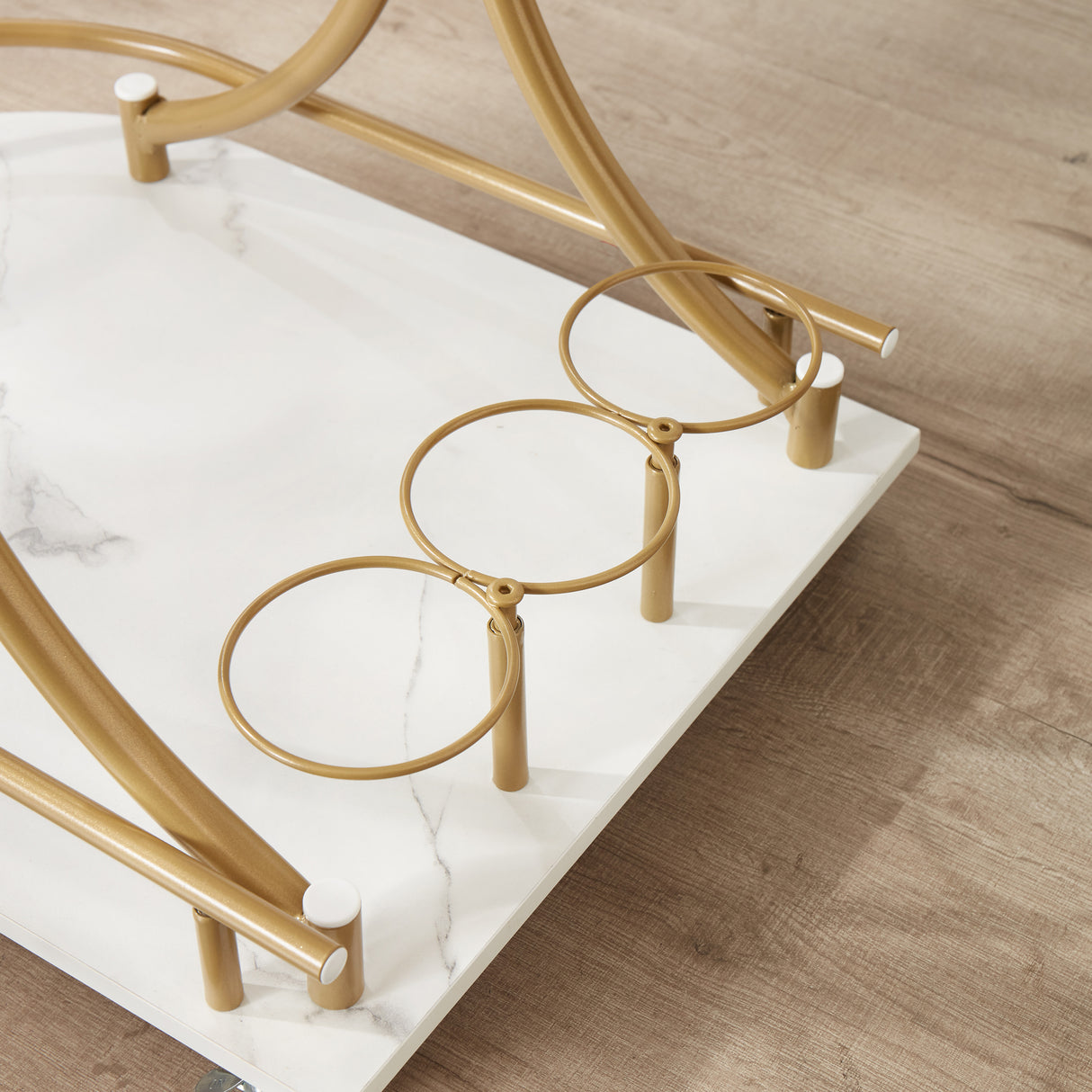 Double decker bar cart, mobile bar service cart, kitchen industrial style wine cart, beverage cart with wine rack and glass rack - V.I.P Digital Presence