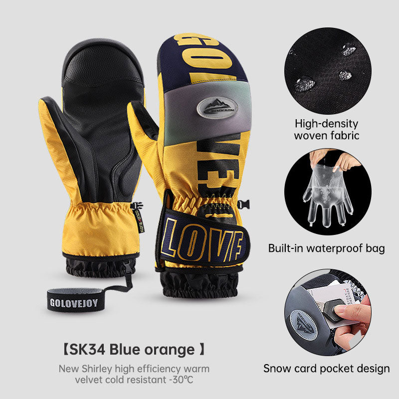 Winter warm ski gloves waterproof outdoor plush thickened windproof touch screen veneer gloves - V.I.P Digital Presence