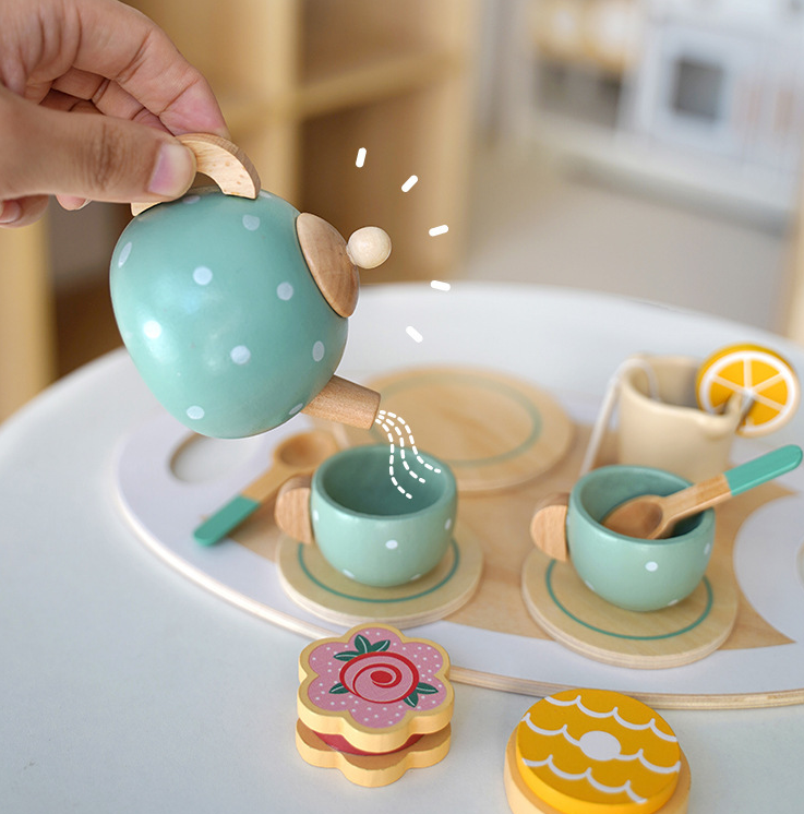 Children's Home Afternoon Tea Desserts Cake Sales Teapot Cups Tea Set Wooden Christmas Toys Gifts - V.I.P Digital Presence