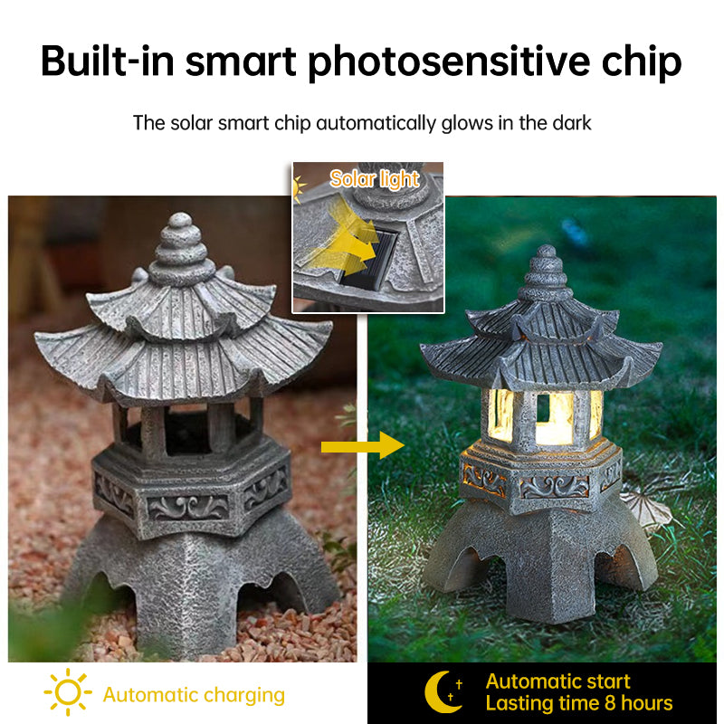 Solar-Powered Zen Garden Decor: Pagoda Lanterns & Statues - V.I.P Digital Presence