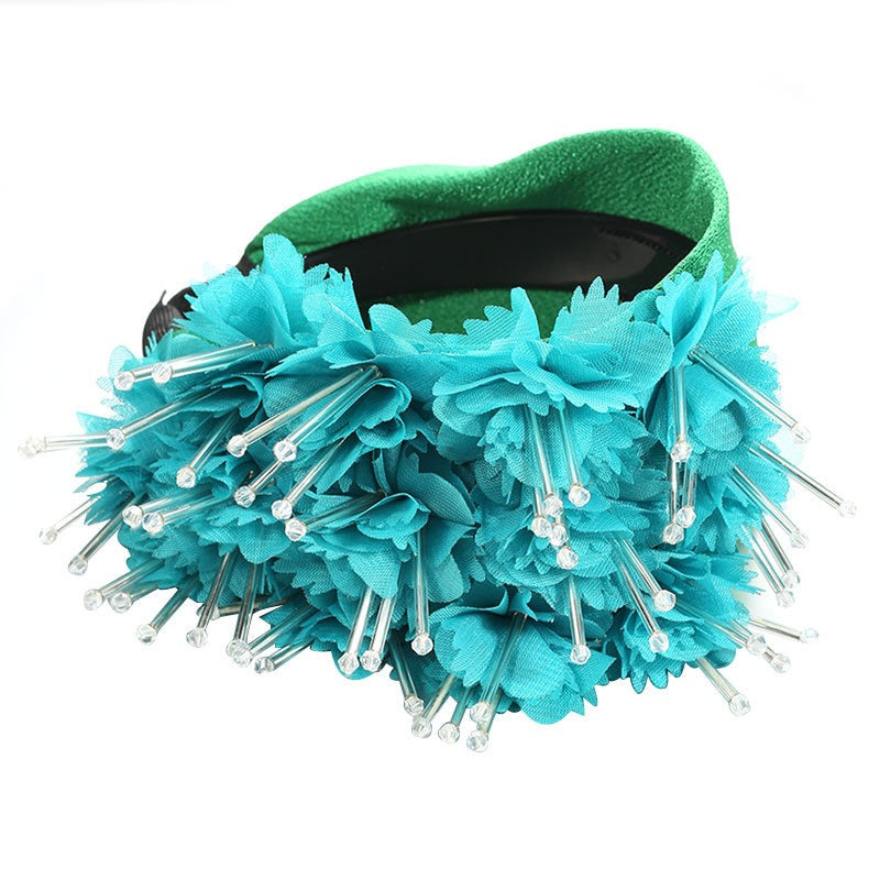 Fashionable Handmade Fabric Crystal Beads Simulated Flower Hair Hoops - V.I.P Digital Presence