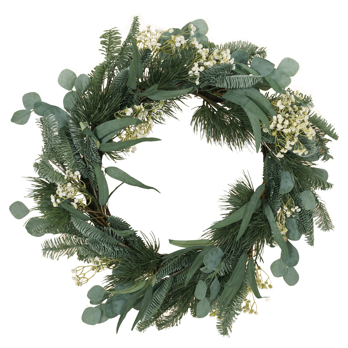 30IN Eucalyptus leaves, pine twigs, stars wreath - V.I.P Digital Presence
