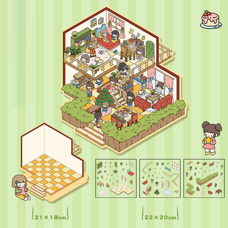 Landscape stickers large 3D stereoscopic scene collage miniature scene ledger stickers DIY stickers