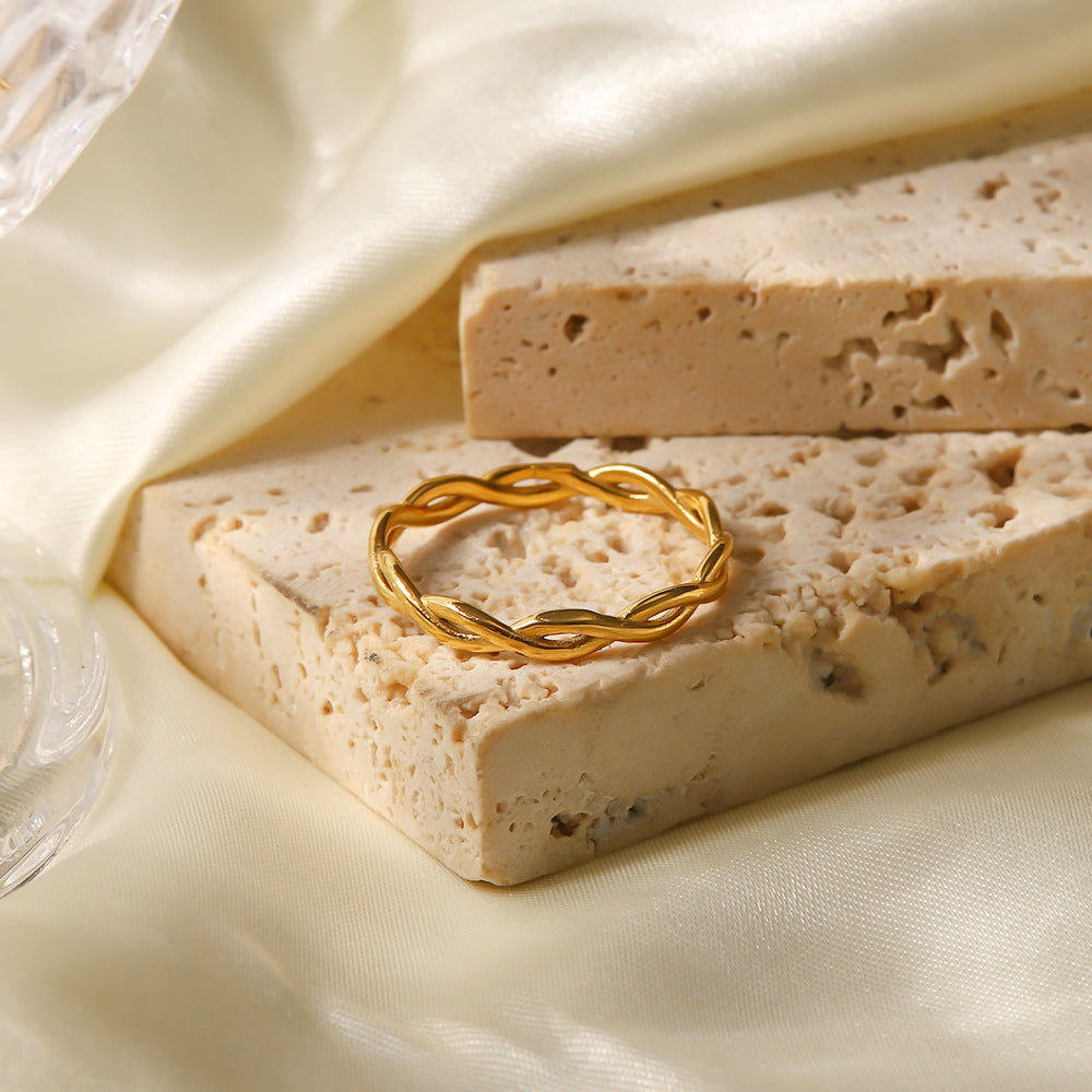 European and American Ring Twisted Linear Geometric Hollow Stacked Ring - V.I.P Digital Presence