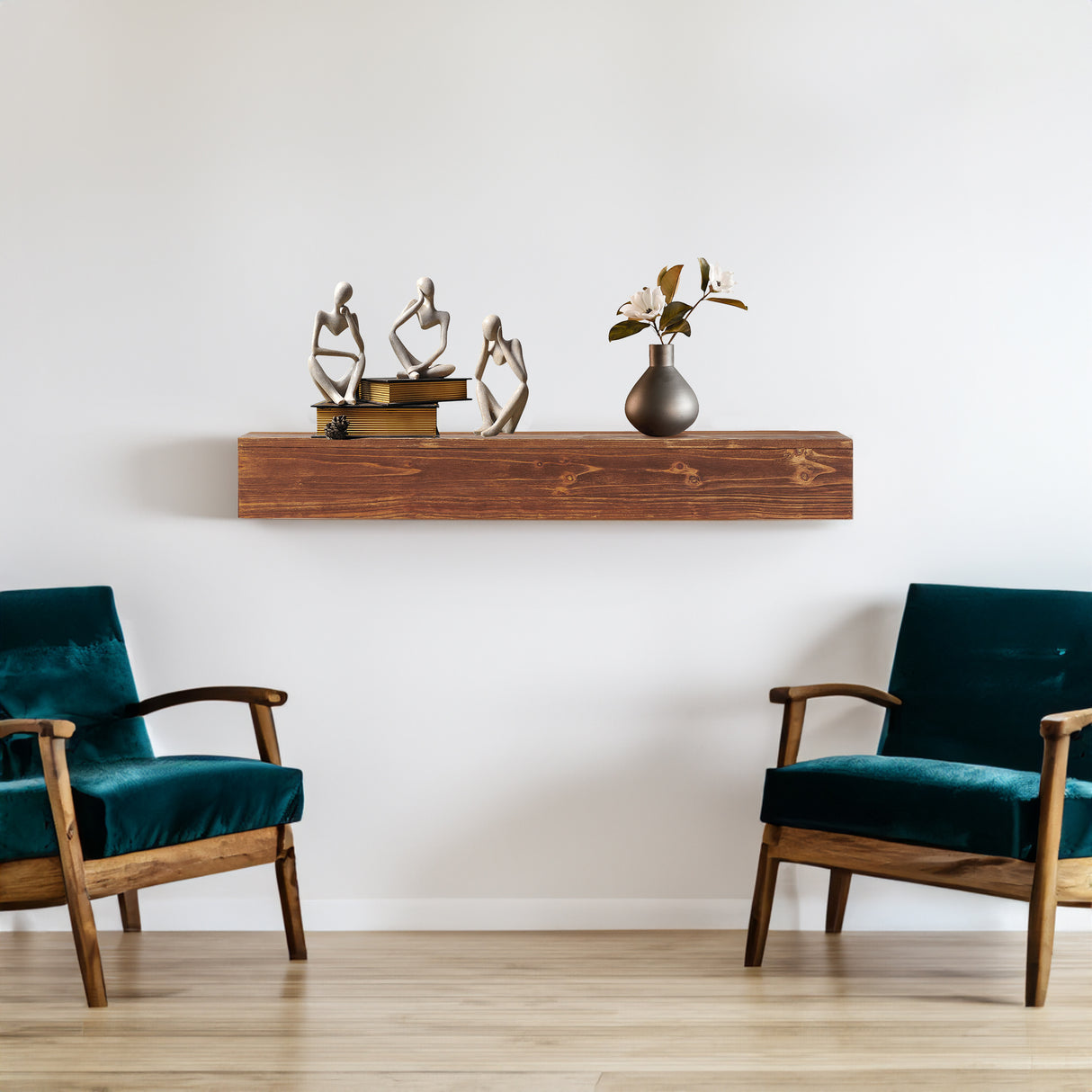 48" Rustic Wood Fireplace Mantel , Wall-Mounted & Floating Shelf for Home Decor