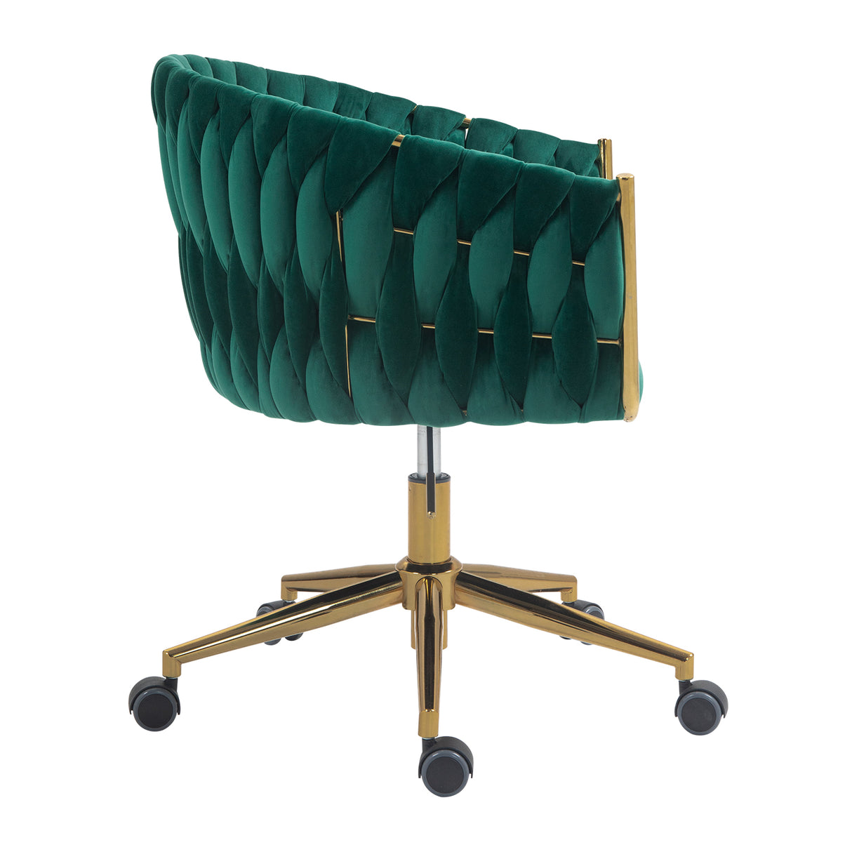 Modern design with wheels and a hand woven dressing chair with adjustable 360 ° rotation height (green)