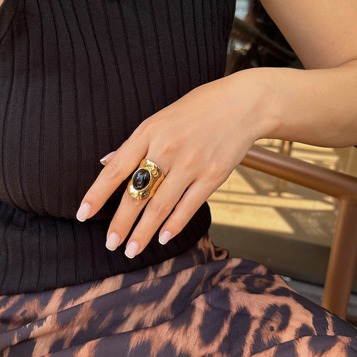 Retro Irregular Inlaid Gemstone Ring Geometric Acrylic Versatile Ring Set - V.I.P Digital Presence