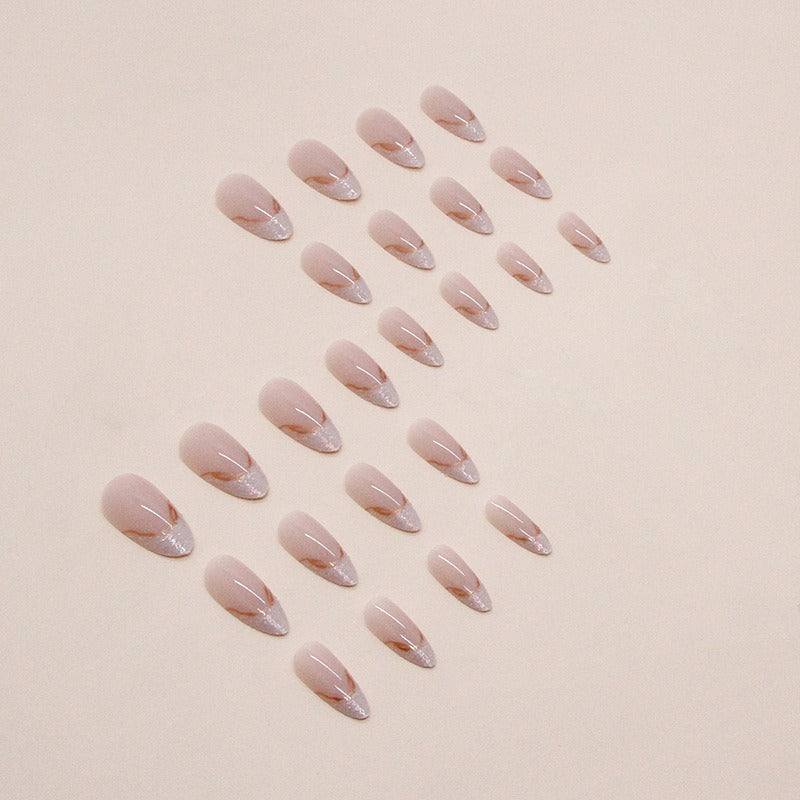 Irregular Pearlescent Phnom Penh French Manicure Sweet Ins Style Almond Nail Glitter French Manicure Wearable Manicure - V.I.P Digital Presence