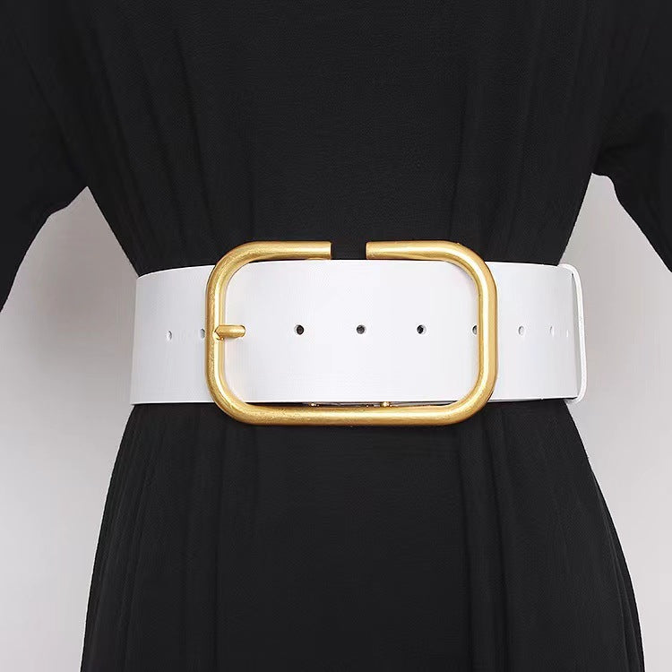 Ladies' cowhide wide waistband waistband decorative skirt windbreaker belt waistband - V.I.P Digital Presence