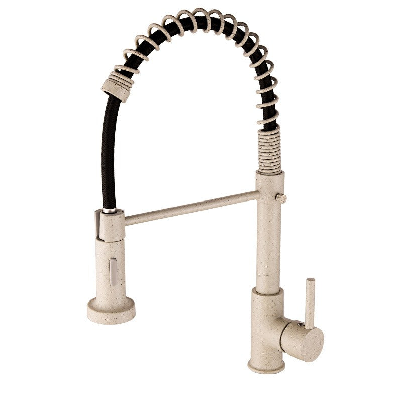 All copper spring faucet, kitchen sink with rotatable pull-out paint, black and gold dots - V.I.P Digital Presence