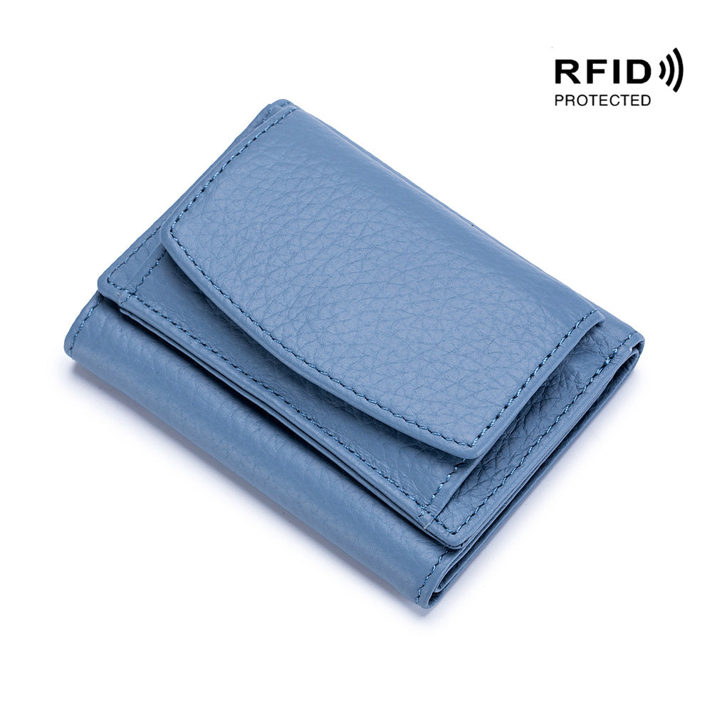 Small wallet women's genuine leather Japanese style fabric RFID coin bag wallet mini wallet short - V.I.P Digital Presence
