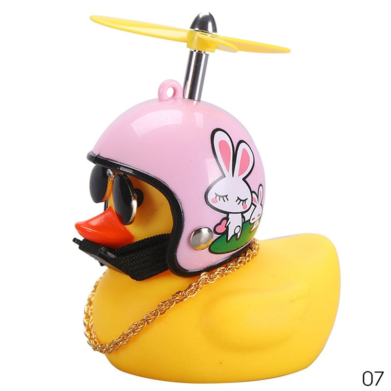 Car Duck with Helmet Broken Wind Small Yellow Duck Road Bike Motor Helmet Riding Cycling Car Accessories Decor Without Lights - V.I.P Digital Presence