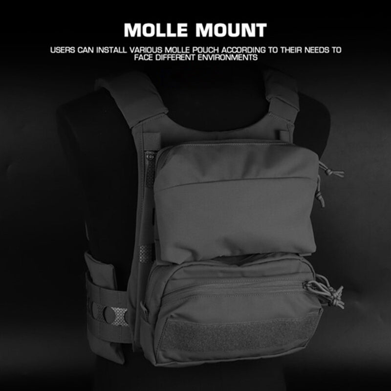 Tactical Vest - Molle Zipper Back Panel, for Paintball, Airsoft, Outdoor Hunting. Plate Carrier Expansion Equipment. - V.I.P Digital Presence