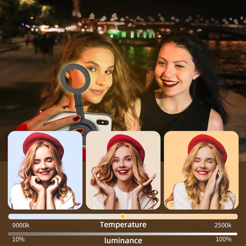 Magnetic LED Fill Light for Phone Selfie Light LED Video Light 2500K-9000K Dimmable Built-in Battery Replacement for iPhone Vlog - V.I.P Digital Presence