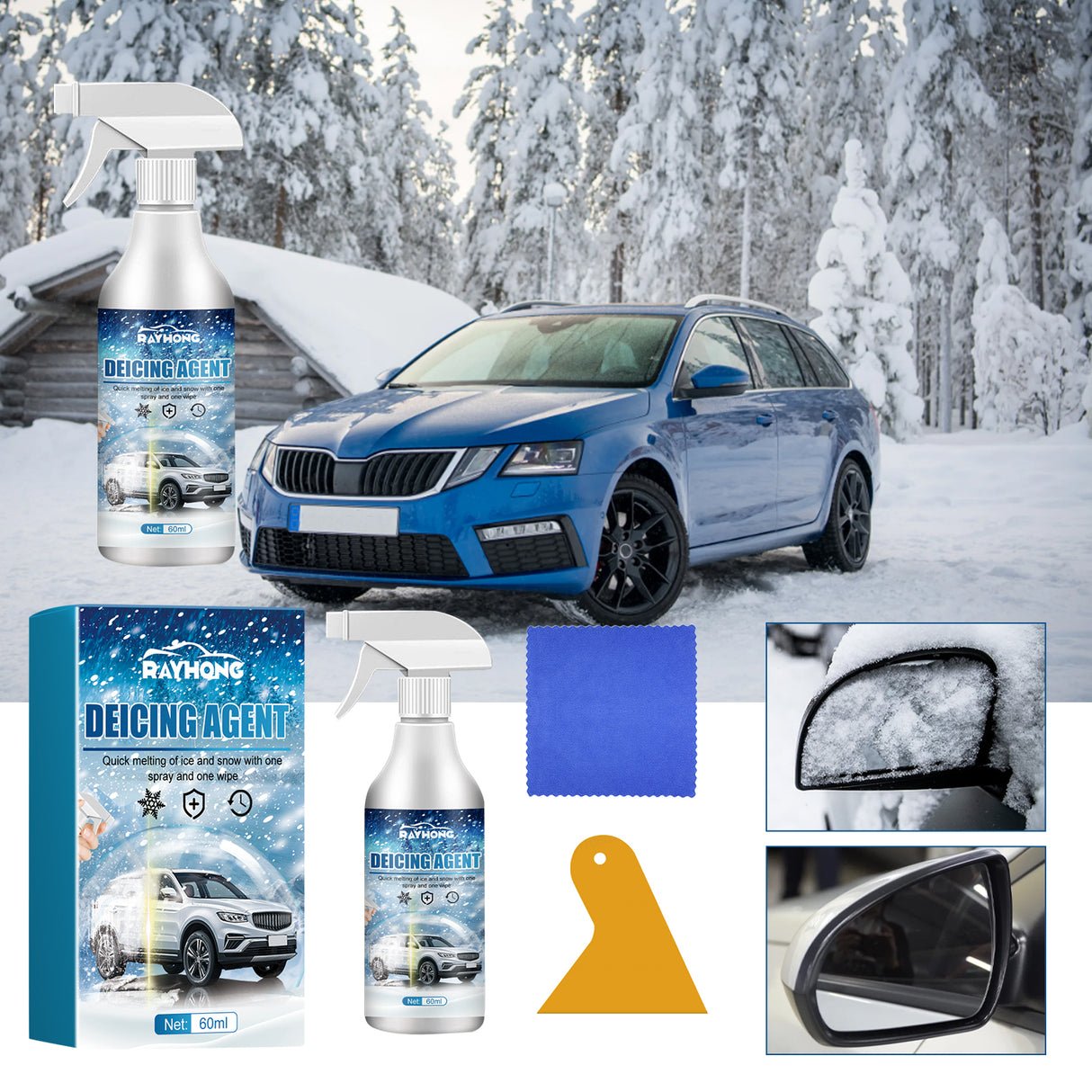 Deicing Agent, Winter Car Glass Fast Melting Snow Remover Front Windshield Snow Repellent - V.I.P Digital Presence