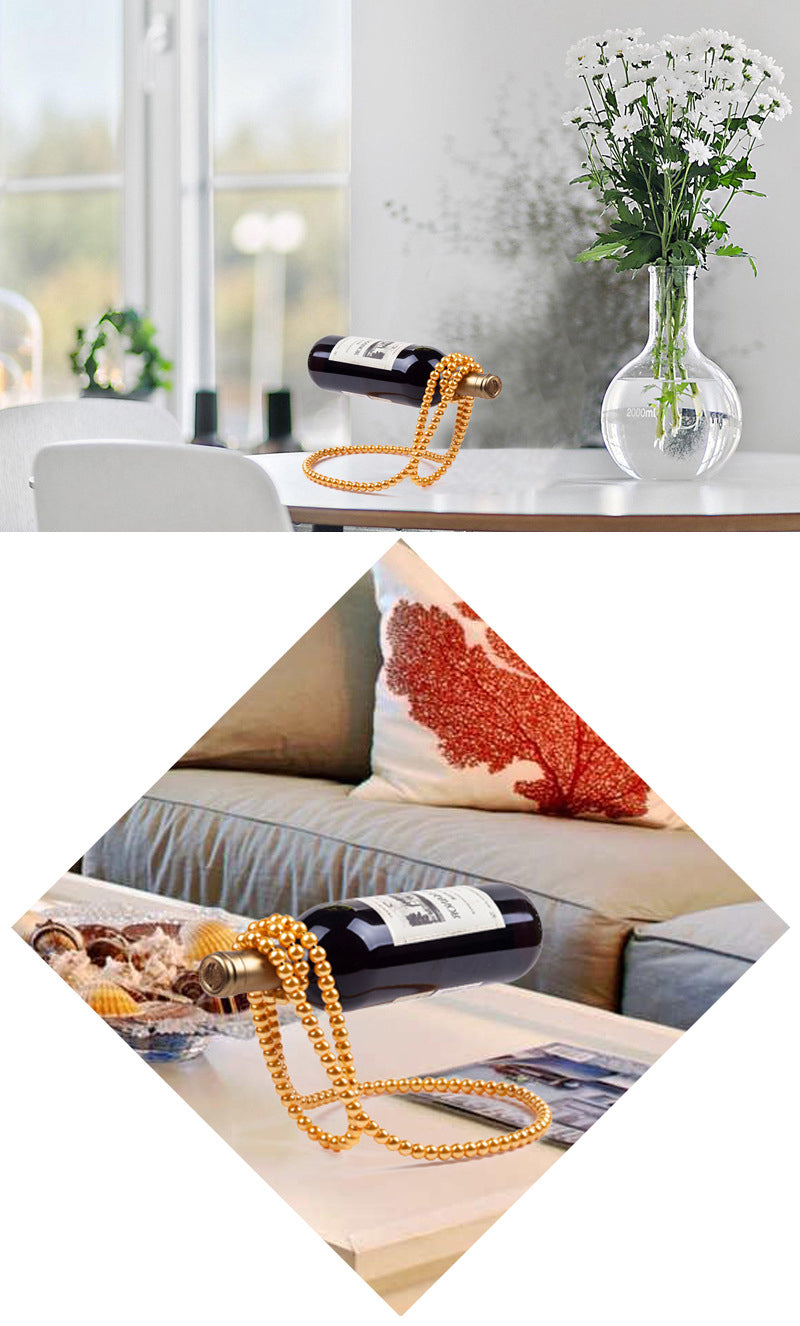 Pearl Necklace Stainless Steel Wine Rack Wine Pedestal Clamp Holder Suspension Champagne Whisky Small Ornaments - V.I.P Digital Presence