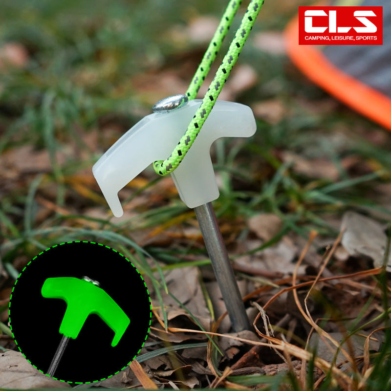 Clavos luminosos para tienda de campaña al aire libre, clavos fluorescentes de 25 cm para cuerda de viento, accesorios para clavos de acero para cortinas de cielo.