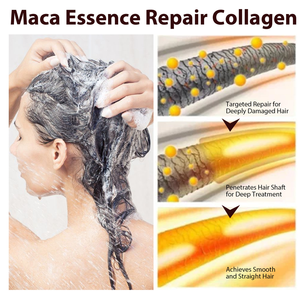 Maca Essence Repair Collagen, Repair Damaged Hair Reduces Split Ends Deep Clean Smooth And Shiny - V.I.P Digital Presence