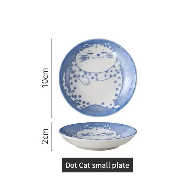 Cat dish cartoon ceramic dish household dining table dipping dish soy sauce dish hot pot seasoning dish - V.I.P Digital Presence