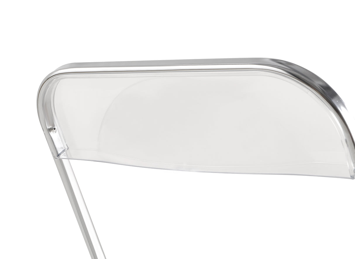 Transparent chair, stackable folding chair, PC plastic living room chair, chrome frame foldable acrylic chair, O-Clear - V.I.P Digital Presence