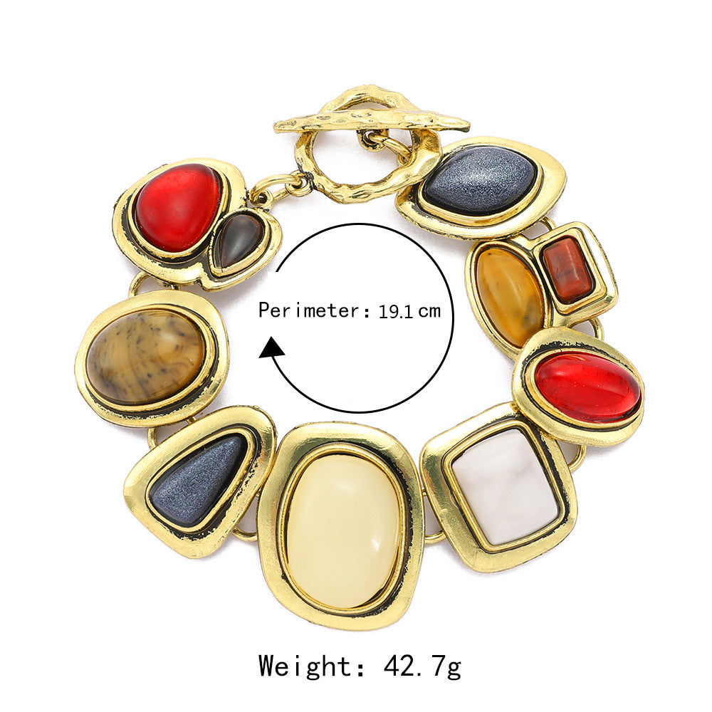 Colorful natural stone crystal glass exaggerated bracelet women's high-end accessory - V.I.P Digital Presence