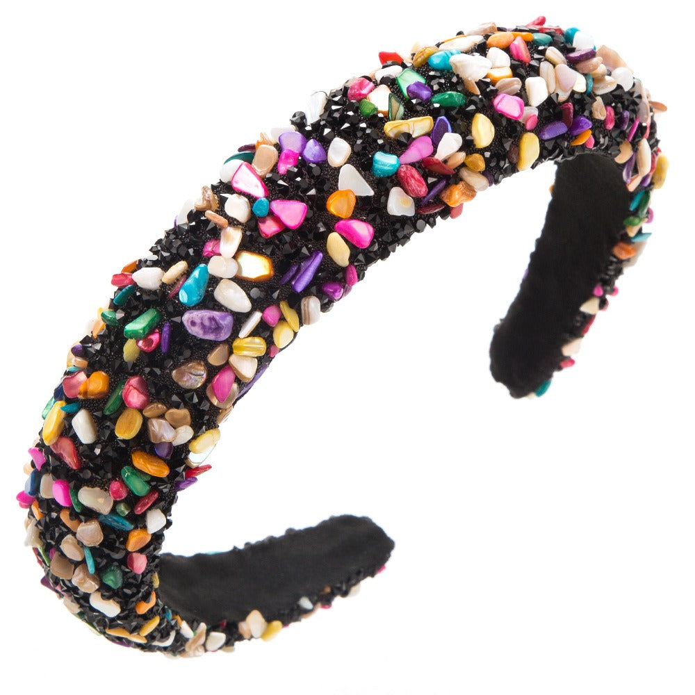 Exaggerated Baroque Colorful Crystal Candy Sponge Wide Edge Hair Hoop Headband - V.I.P Digital Presence