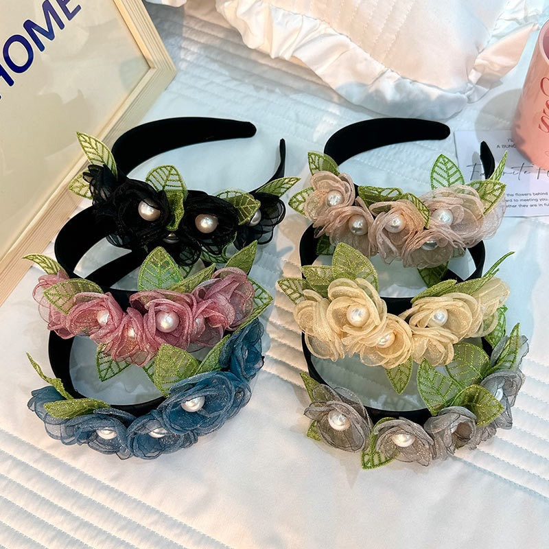 Fashionable fabric flower pearl flower headband - V.I.P Digital Presence