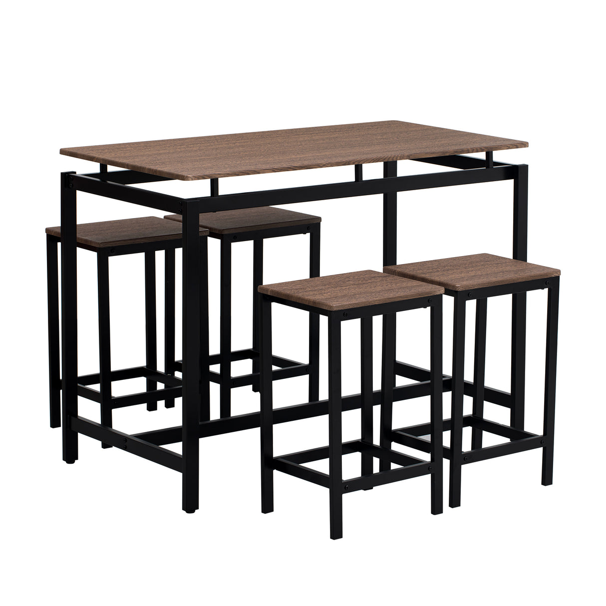 TREXM 5-piece compact bar table with table and stool - modern industrial design (dark brown) - V.I.P Digital Presence