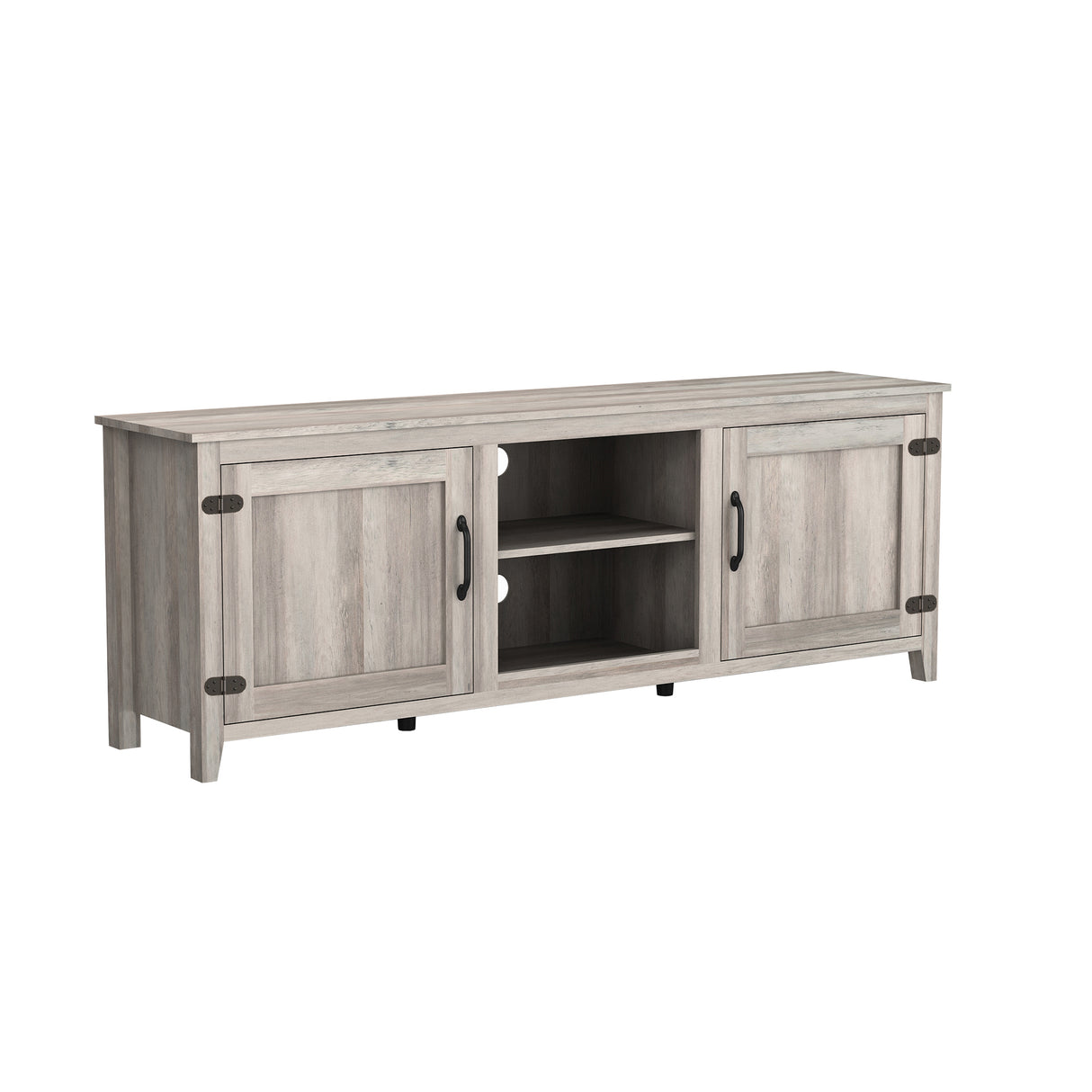 TV Stand Storage Media Console Entertainment Center With Two Doors, Grey Walnut - V.I.P Digital Presence