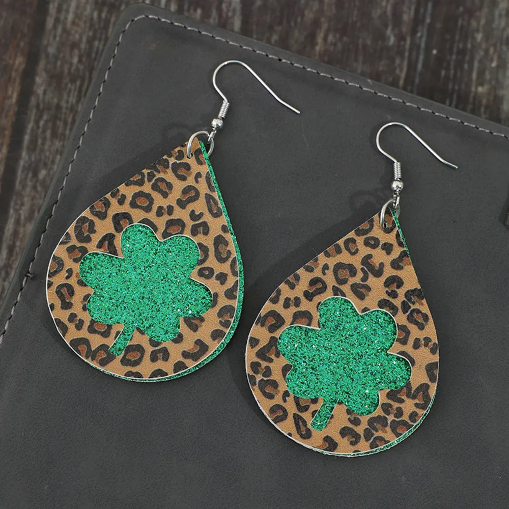 Leopard Hollowed Leather Teardrop Earrings - V.I.P Digital Presence