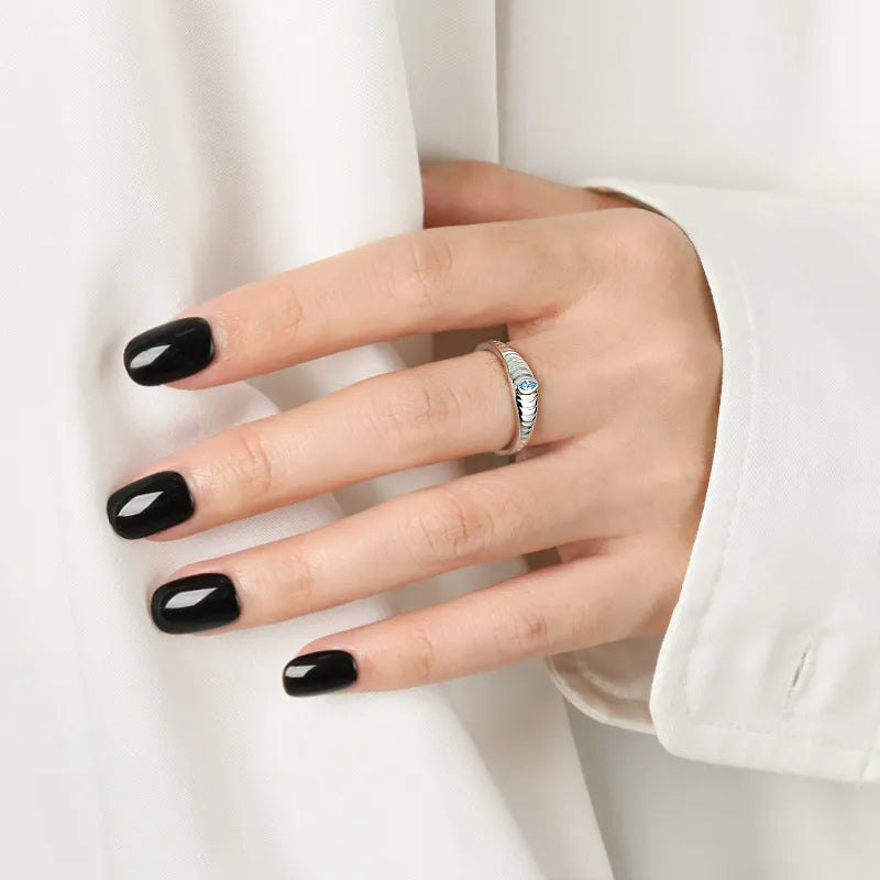 925 Sterling Silver Inlaid Zircon Ring - V.I.P Digital Presence