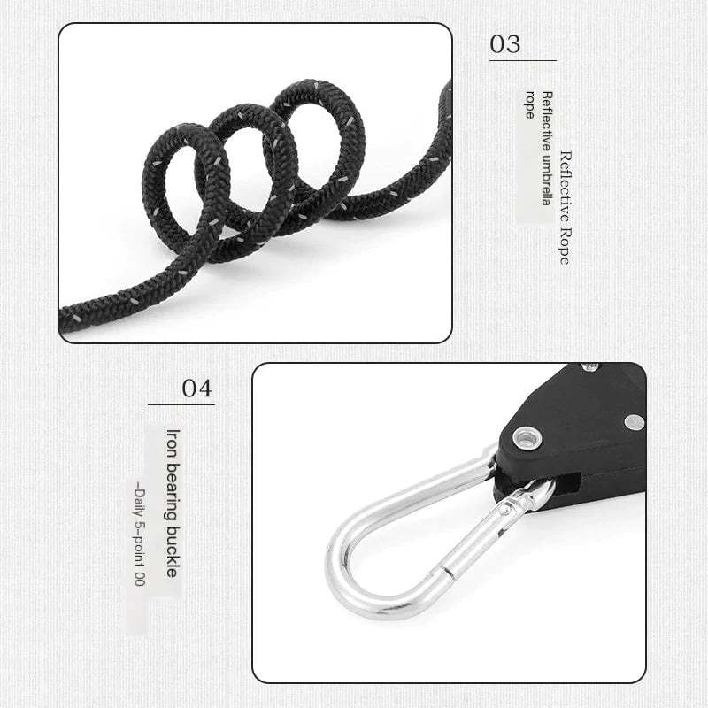 Camping Tent Tie Down Rope Tightener Fastening Pulley Ratchet Hangers Awning Rope Hook Canopy Buckle Rope Tightening Straps Tool - V.I.P Digital Presence