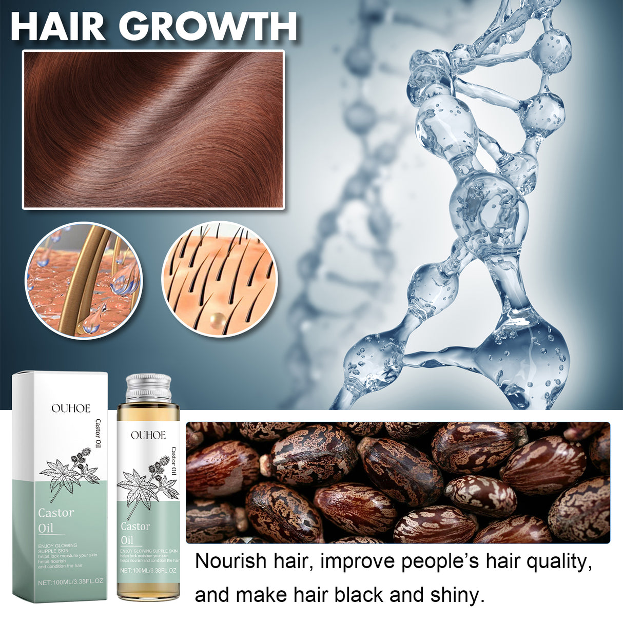 Castor Oil, Multi-Effect Massage Oil For Skin Whitening And Smoothing Hair - V.I.P Digital Presence