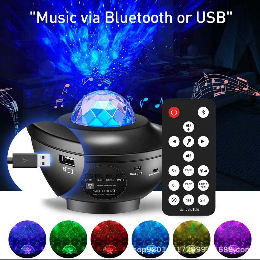 Popular Small Bowl Starry Sky Light Projection Light USB Bluetooth Music Rotating Water Ripple Starry Sky Laser Atmosphere Light - V.I.P Digital Presence
