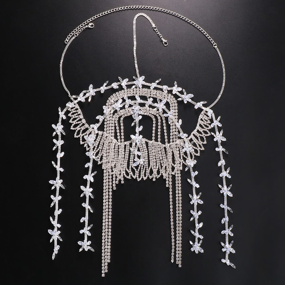Fashionable Leaf Water Diamond Tassel Headwear, Personalized and Versatile Water Diamond Hair Chain, Women's Headdress - V.I.P Digital Presence