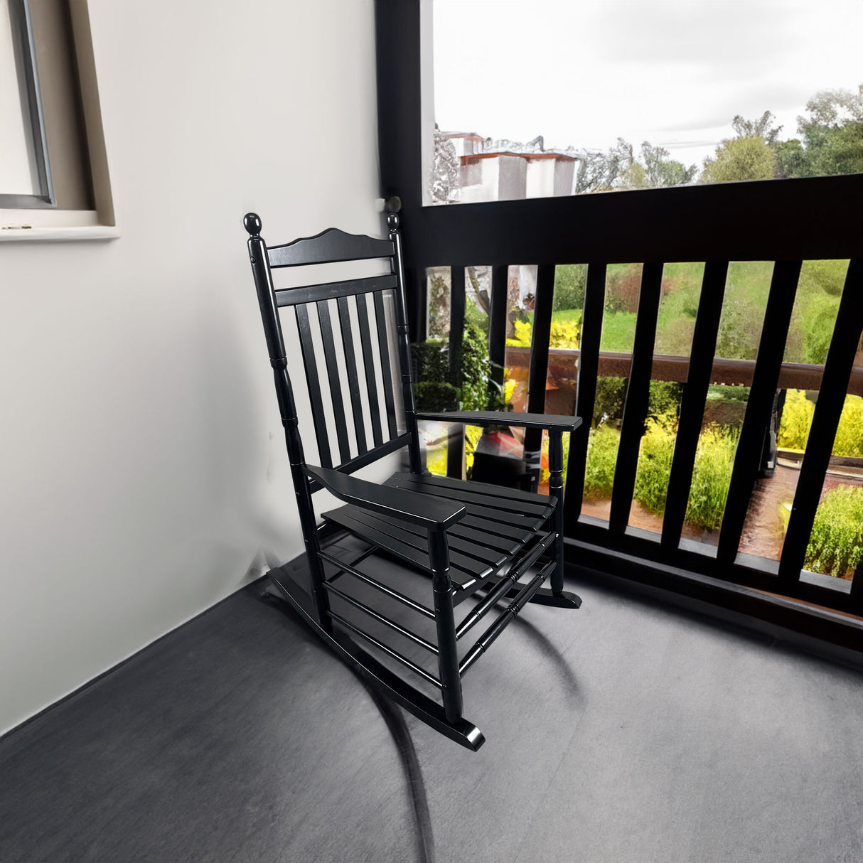 BALCONY PORCH ADULT ROCKING CHAIR-BLACK