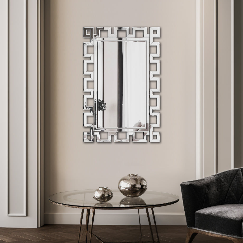 Large Wall-Mounted Silver Decorative Rectangular Wall Mirror for Home, Living Room, Bedroom, Entryway (clear HD mirror) - V.I.P Digital Presence