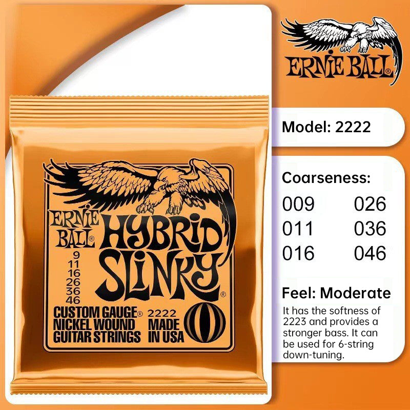 6 sets of Ernie Ball Slinky guitar strings (models 2003, 2215, 2223, 2221, nickel - wound) for electric & acoustic guitars - V.I.P Digital Presence