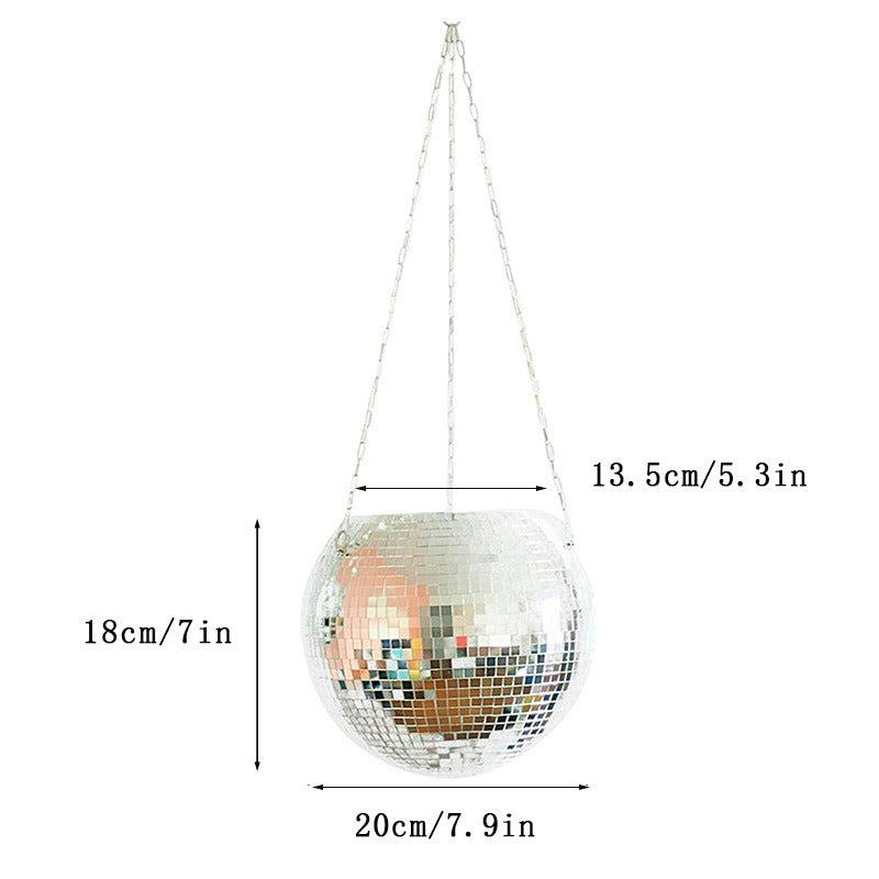Disco Ball Planter Hanging Mirror Spherical Plastic Flower Pot Horticultural Hanging Basket - V.I.P Digital Presence