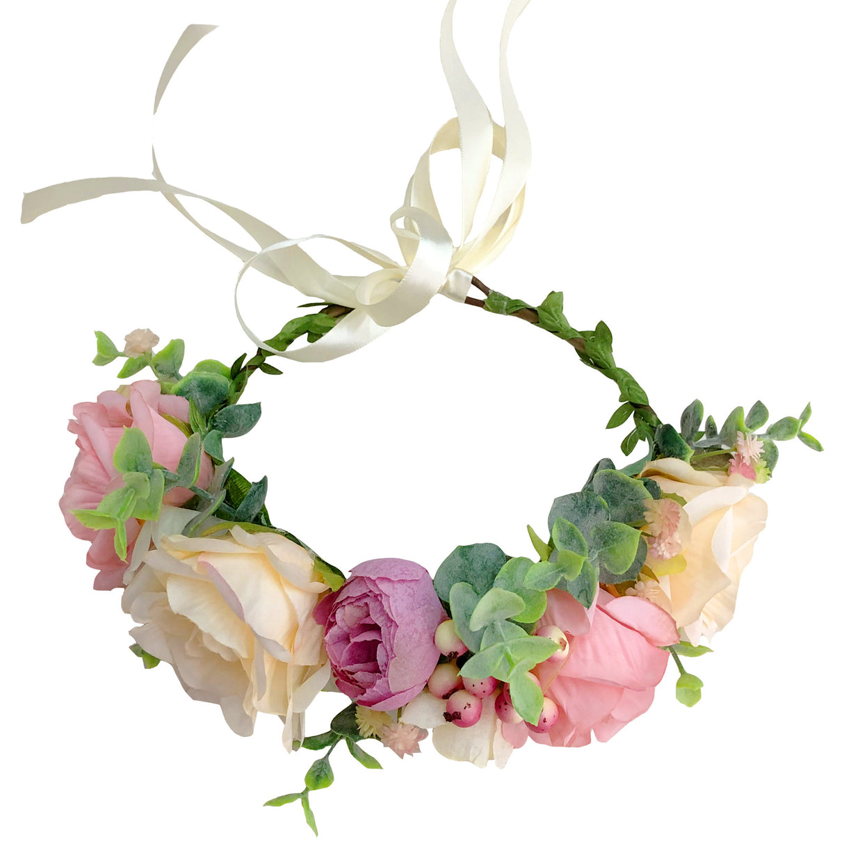 Spring and summer flower garland headwear simulation rose crown water grass headband bride travel photography hair accessories - V.I.P Digital Presence