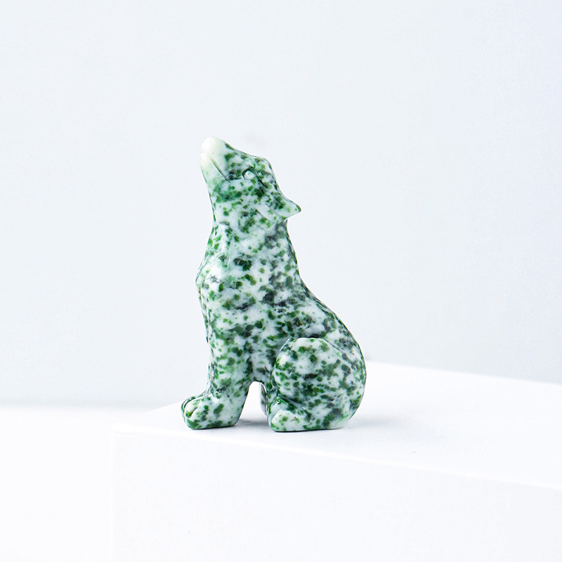 Natural crystal wolf cub carving piece, crystal animal raw stone, mineral specimen, home decoration ornament - V.I.P Digital Presence