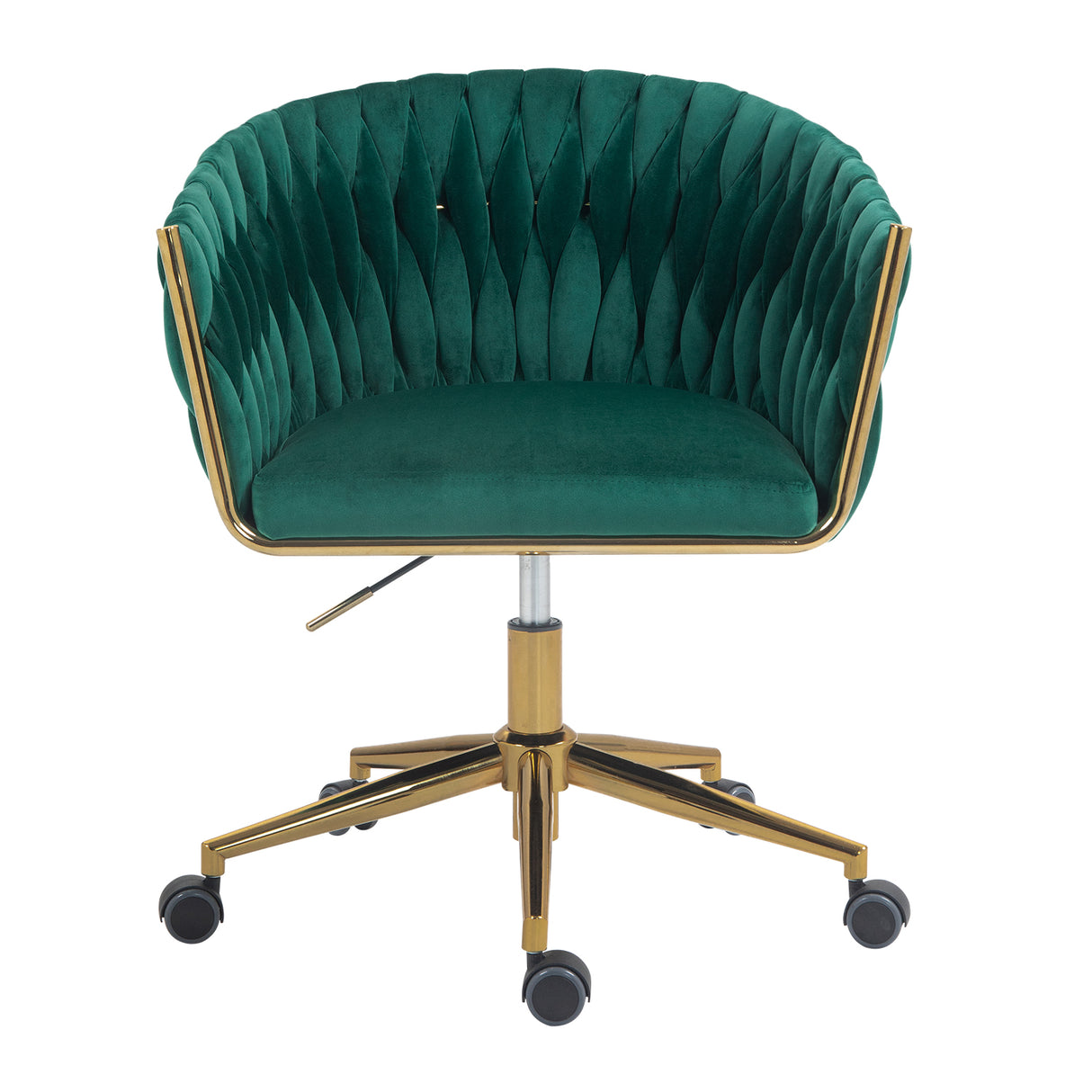 Modern design with wheels and a hand woven dressing chair with adjustable 360 ° rotation height (green)