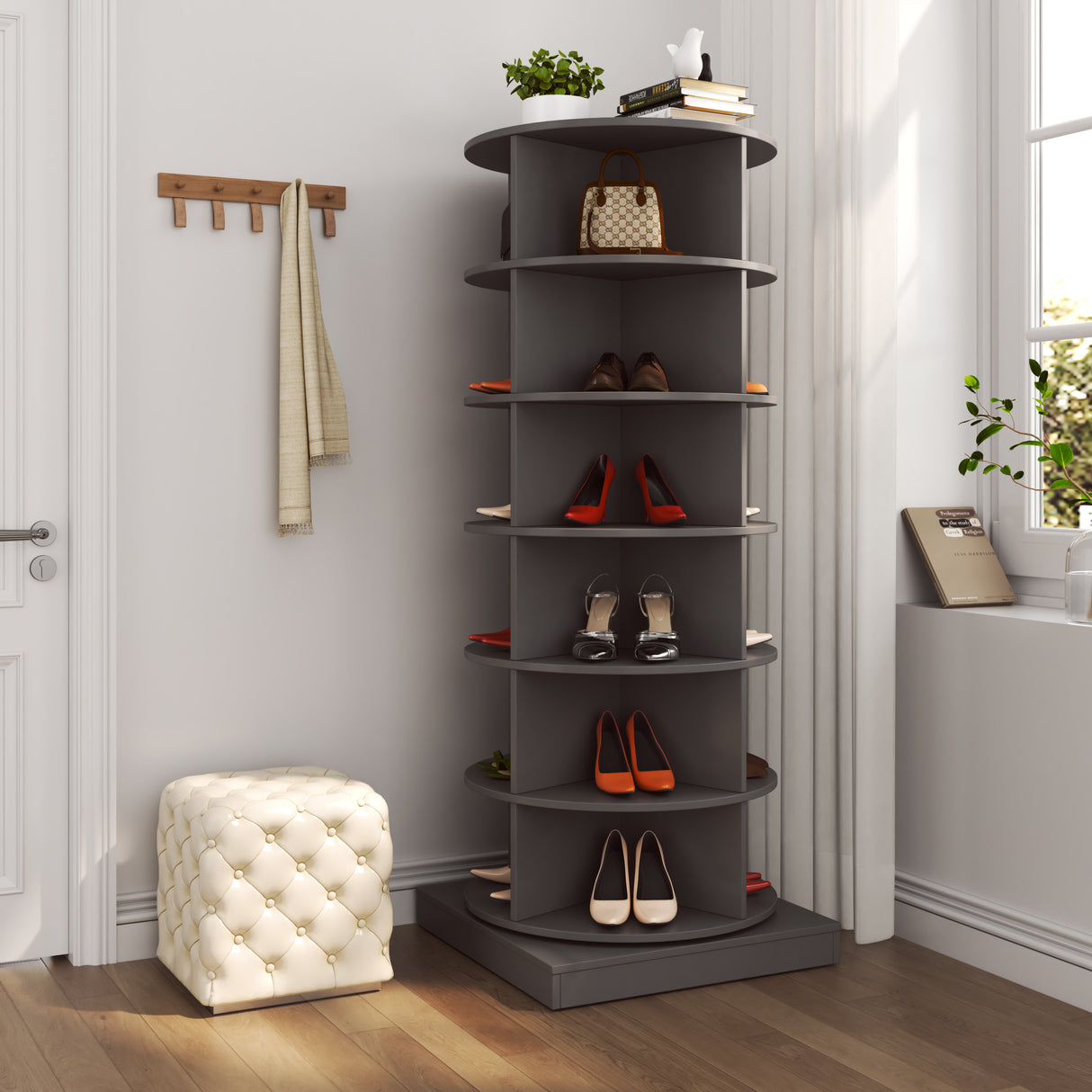 new 360 gray rotating shoe cabinet with 7 layers can accommodate up to 28 Paris shoes - V.I.P Digital Presence